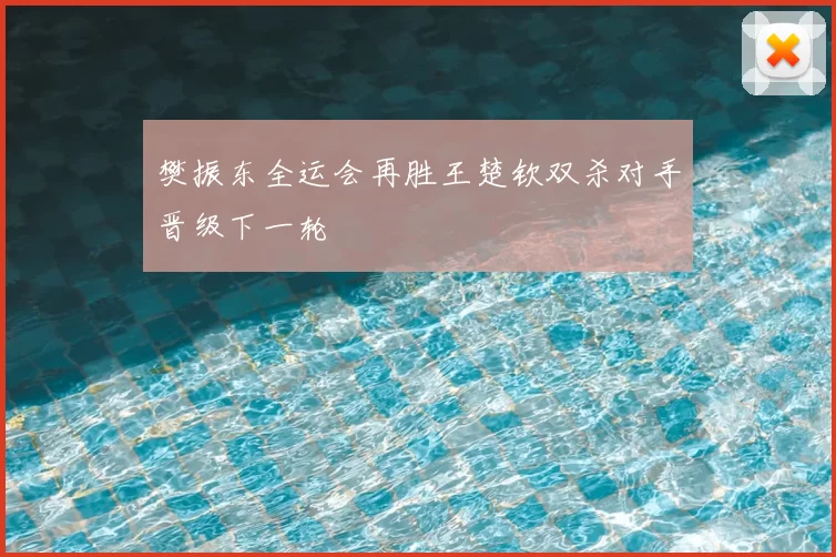 樊振东全运会再胜王楚钦双杀对手晋级下一轮